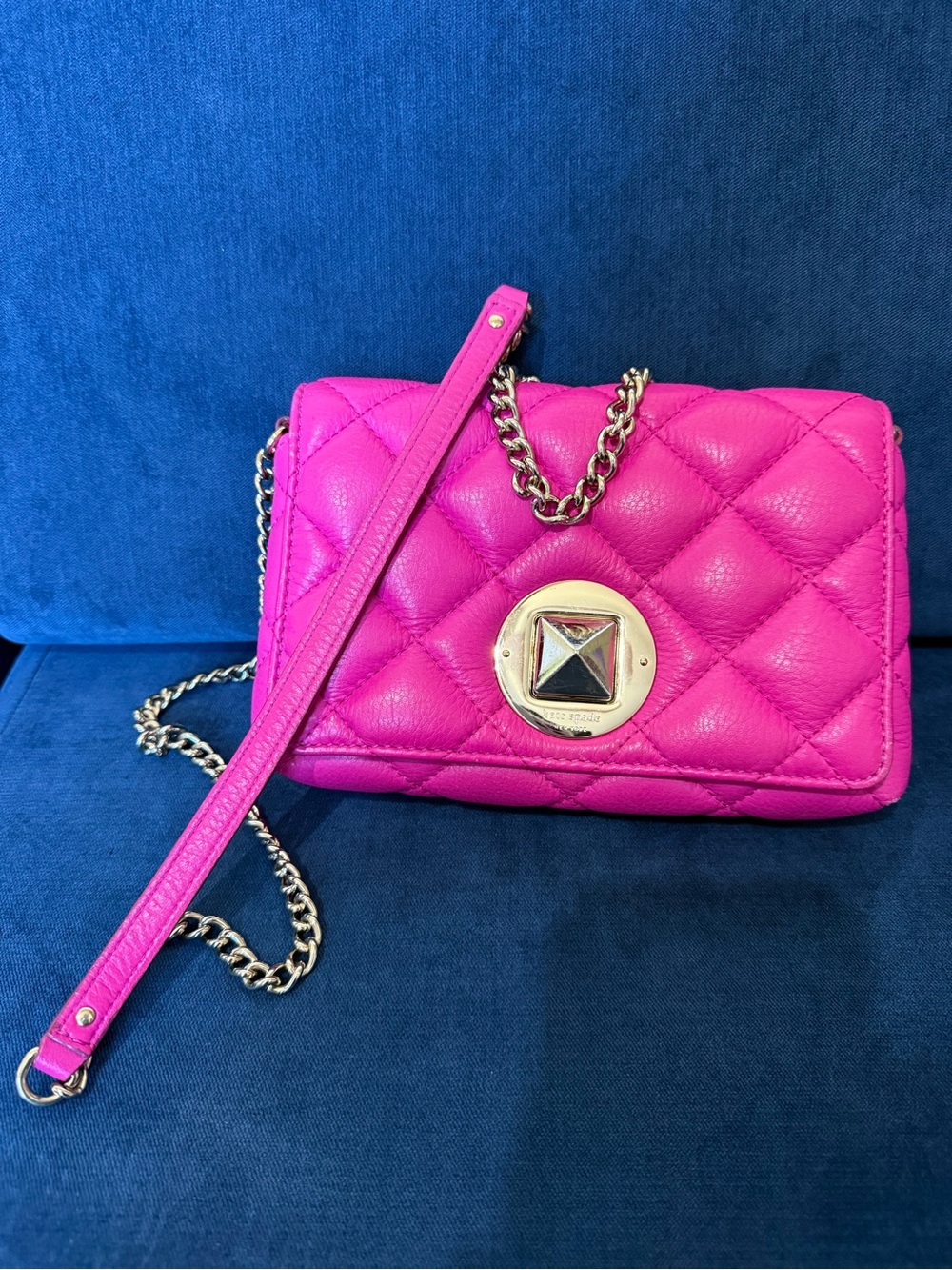 kate spade Quilted Fuchsia Pink Chain Crossbody Bag